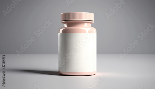 Bottle of drugs on a grey background. Mockup with copy space. Medicine, health insurance or pharmacy concept. Generative AI