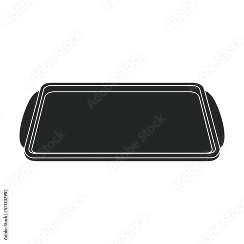 Tray for food vector black icon. Vector illustration tray for food on white background. Isolated black illustration icon of salver.