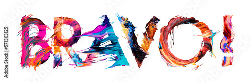 Bravo banner with colorful text - illustration on white background concept