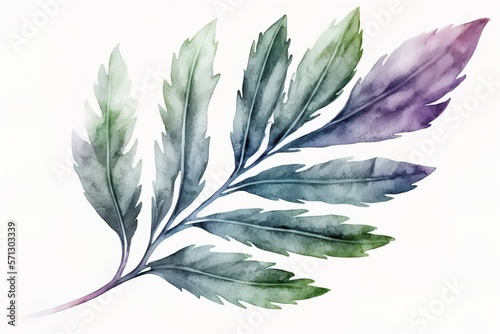 Lavender leaf with white simple background generative ai