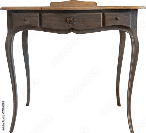 Obraz na plátně vintage hard wooden table with drawer isolated on white bacground