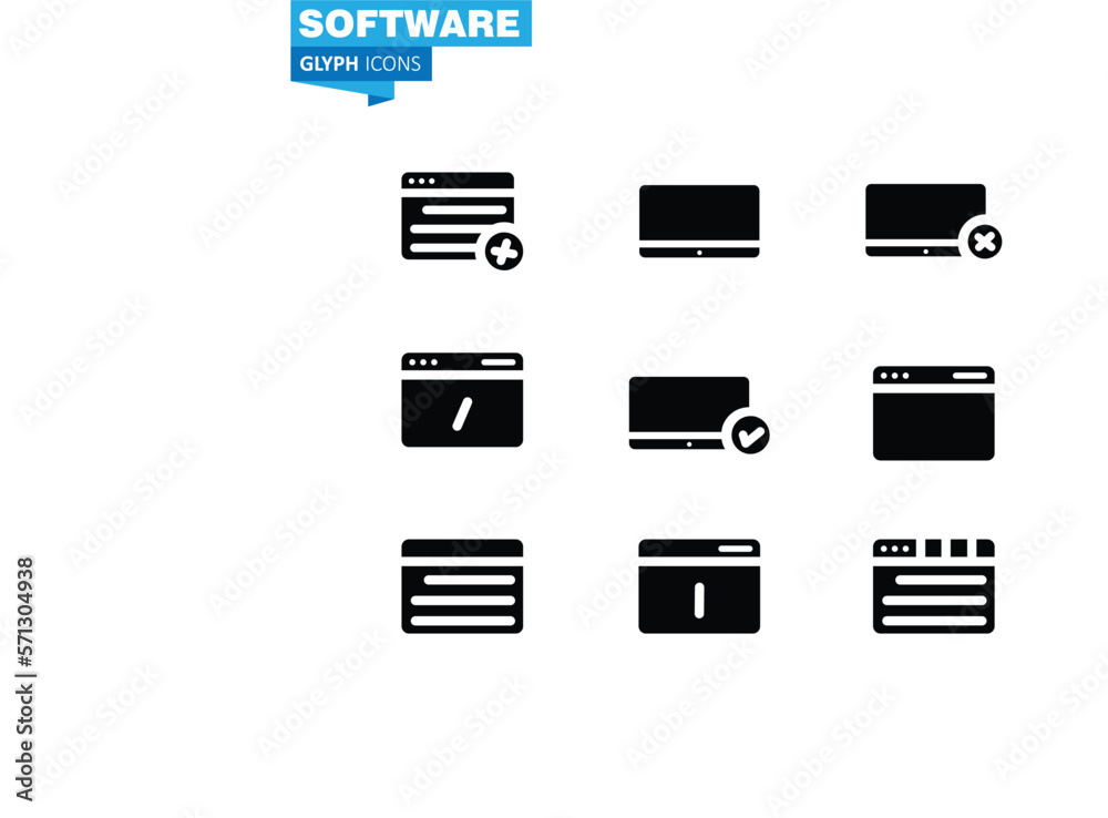 Icon set software, technology Icon set software, technology