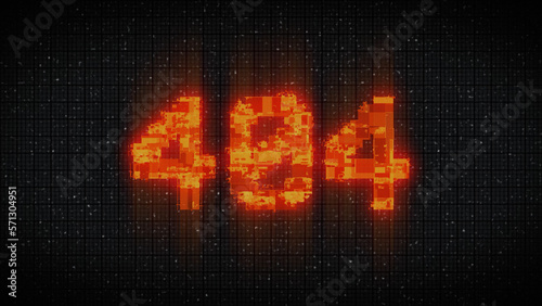 404 Error inscription on digital screen, glitch background. Pixel 404 text