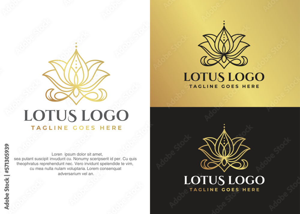 luxury lotus flower beauty spa logo design