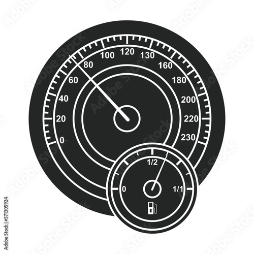 Speedometer vector icon.Black vector icon isolated on white background speed .