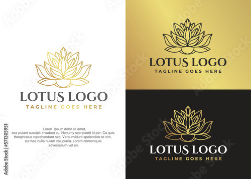 luxury lotus flower beauty spa logo design
