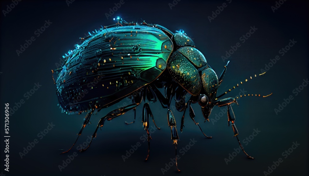 Naklejka premium Illustration of Computer Bug on Mainboard, Metrix Bug, Digital Bug