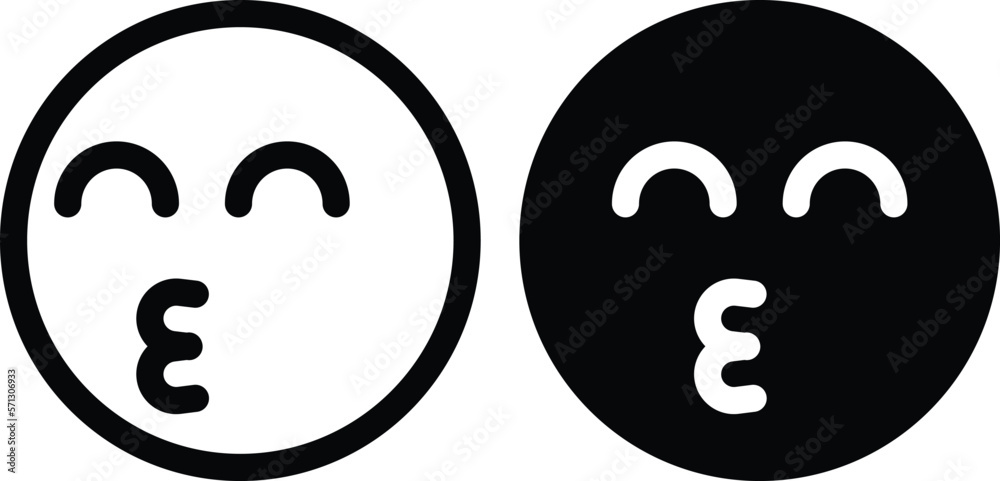 Kiss Emoji Sign, Fill and Outline Icon Stock Vector | Adobe Stock
