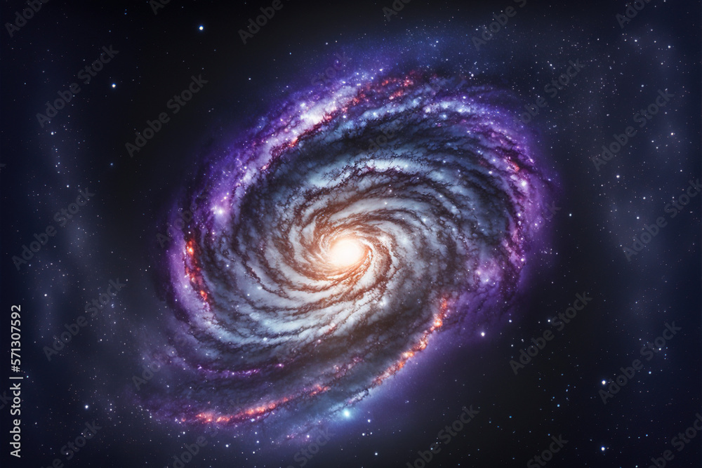 A view from space to a galaxy and stars. The universe is filled with stars, Generative Ai