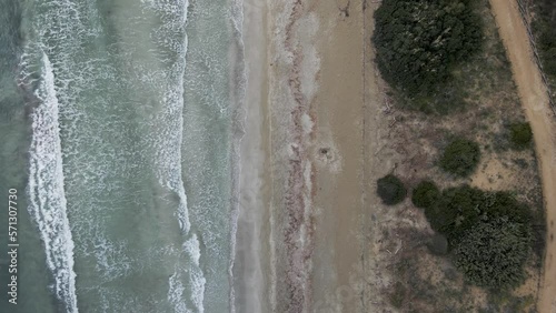 Aerial view of the shoreline at Vendicari Natural Reserve waterfront, Noto, Syracuse, Sicily, Italy. photo