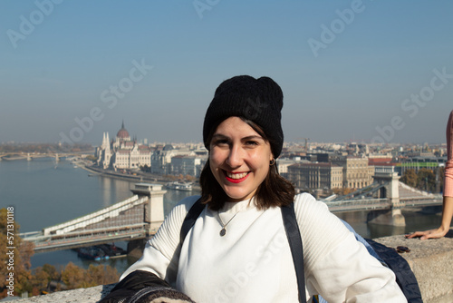 portrait of a young woman on her vacation in budapest