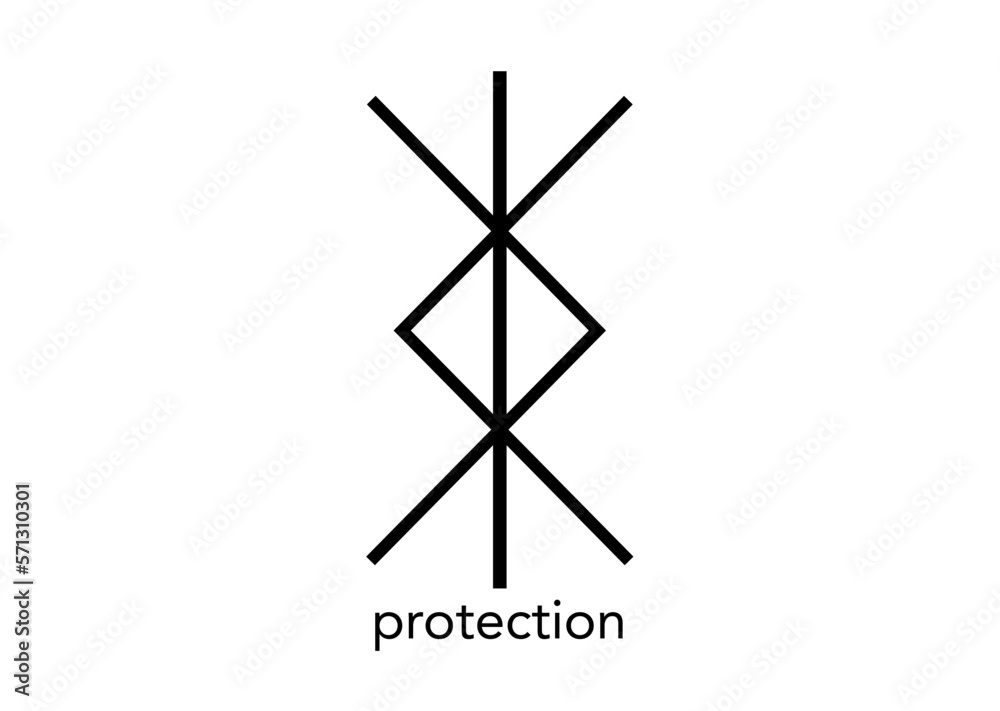 Norse symbol for protection, Nordic viking bind rune magic script tattoo,  mystical logo sign vector illustration isolated on white background Stock  Vector | Adobe Stock