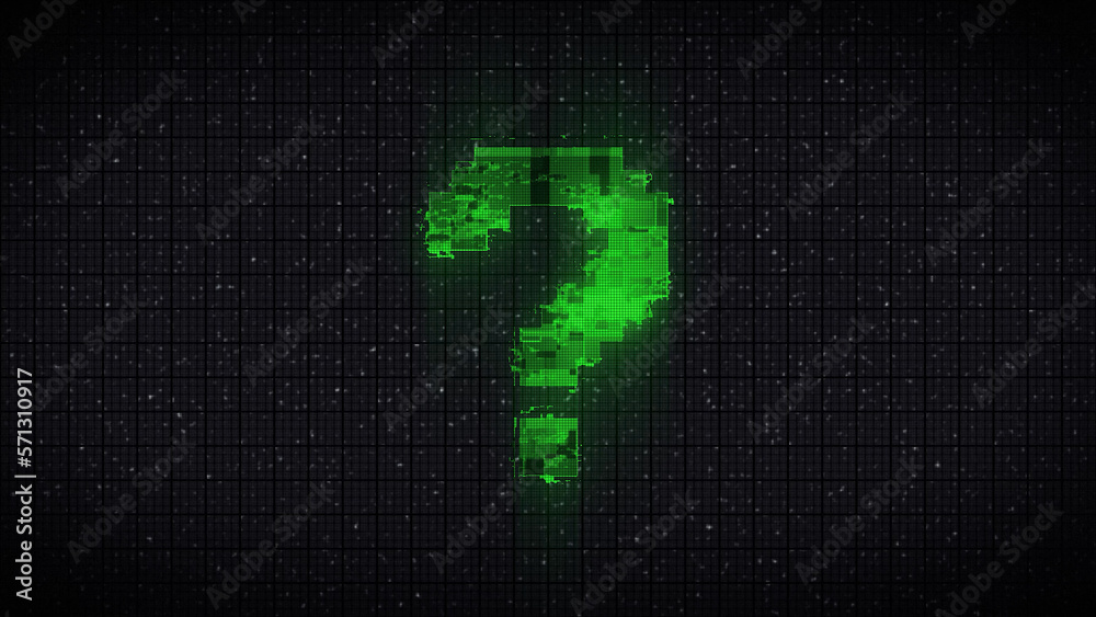 Question Mark On old television screen including twitch, noise, glitch Question Mark On old television screen including twitch, noise, glitch