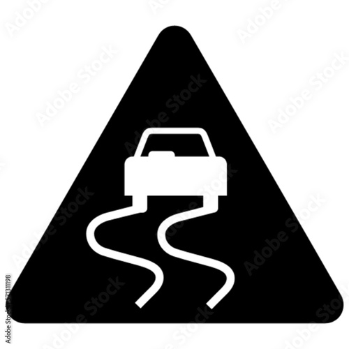slippery raod sign vector, icon, symbol, logo, clipart, isolated. vector illustration. vector illustration isolated on white background.