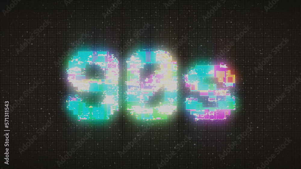 90s text with VHS glitch style 90s text with VHS glitch style