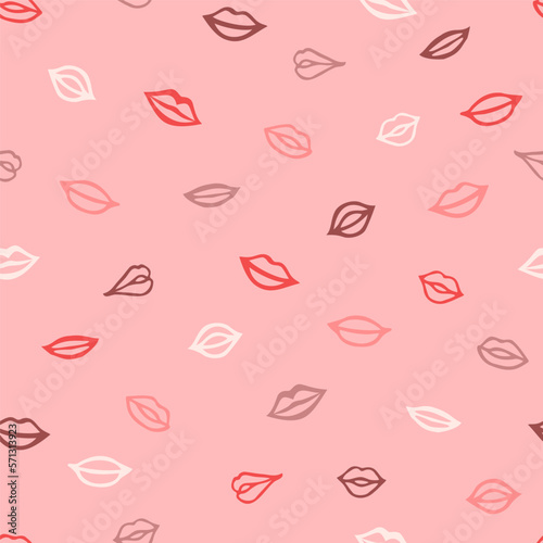Vector seamless pattern with hand drawn lips. Design for textile  wallpaper  wrapping paper.