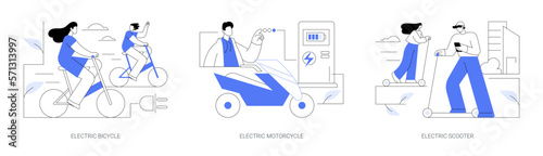 Personal urban transport abstract concept vector illustrations.