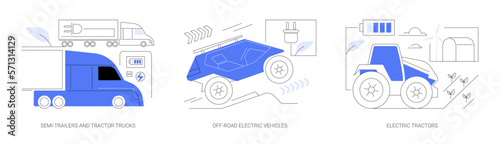 Industrial EV abstract concept vector illustrations.
