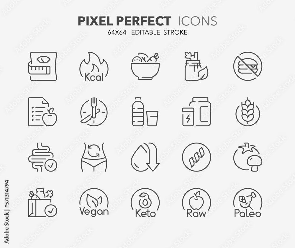 diets thin line icons diets thin line icons