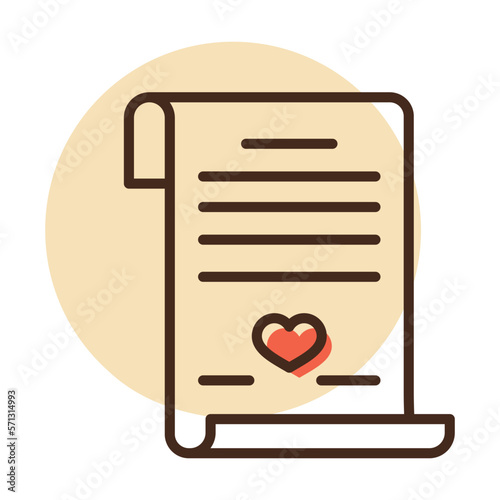 Marriage contract. Wedding certificate vector icon