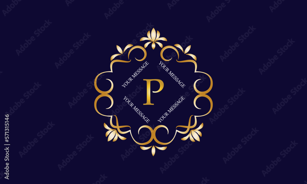 Elegant monogram design template with initial letter P. Luxury elegant ornament logo for restaurant, boutique, hotel, fashion, business.