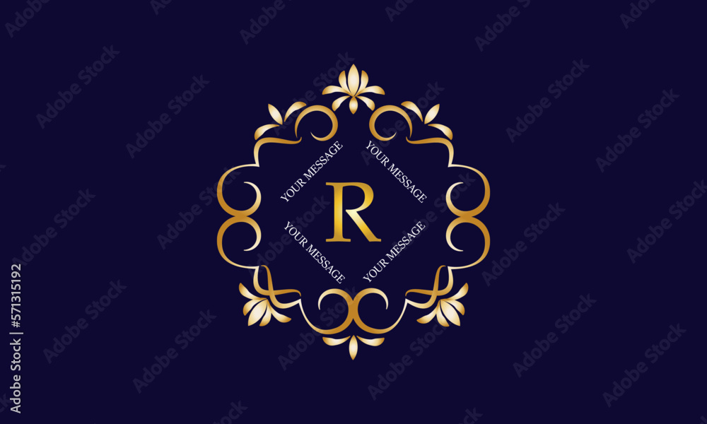 Elegant monogram design template with initial letter R. Luxury elegant ornament logo for restaurant, boutique, hotel, fashion, business.
