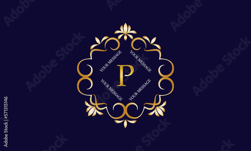 Elegant monogram design template with initial letter P. Luxury elegant ornament logo for restaurant, boutique, hotel, fashion, business.