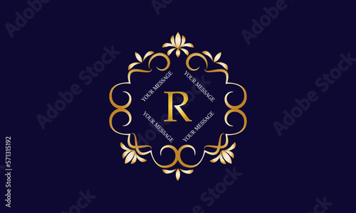 Elegant monogram design template with initial letter R. Luxury elegant ornament logo for restaurant, boutique, hotel, fashion, business.