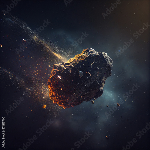 a huge asteroid flying in space Generative