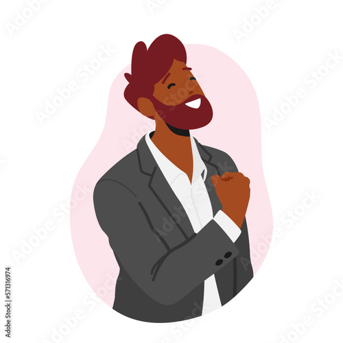 True Representation Of Confidence With Male Character Exuding Self-assurance And Determination. Man in Strong Posture
