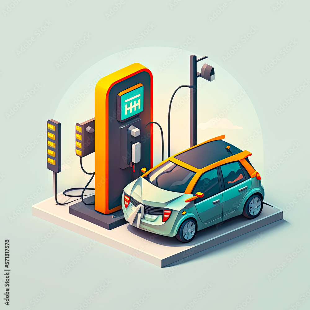Artificial intelligence illustration of an electric charger Artificial intelligence illustration of an electric charger