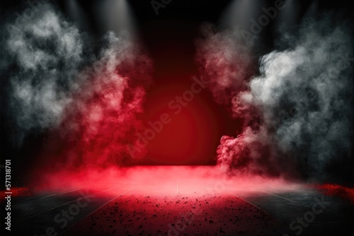 stage opening background with light effects and smoke