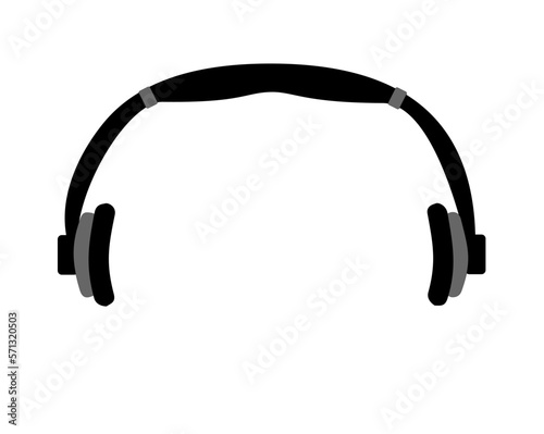 Black cartoon headphones on a white background. Vector illustration