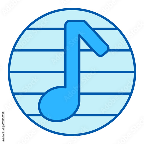 Musical note on a letter, musical notation - icon, illustration on white background, similar style