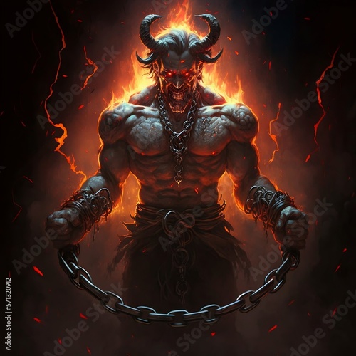 demon in hell chained