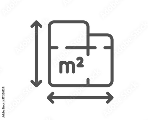 Floor plan line icon. Room dimension sign. House area measurement symbol. Quality design element. Linear style floor plan icon. Editable stroke. Vector