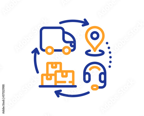 Supply chain line icon. Delivery logistics sign. Products supplier symbol. Colorful thin line outline concept. Linear style supply chain icon. Editable stroke. Vector