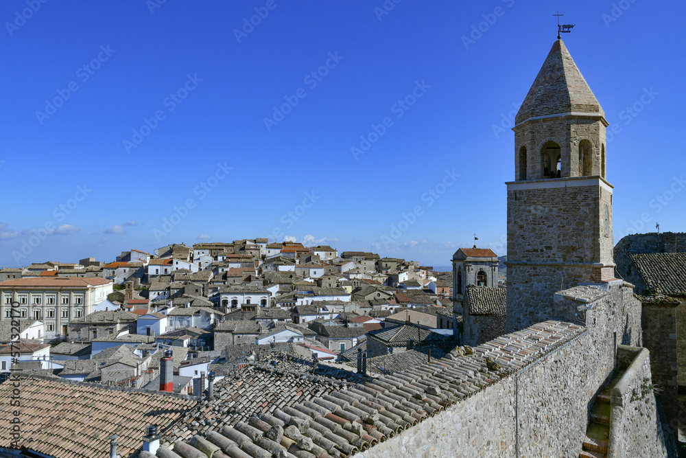 Panoramic view of Bovino, a medieval village in the province of Foggia in Italy.