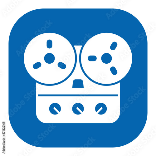 Reel tape recorder - icon, illustration on white background, color glyph style