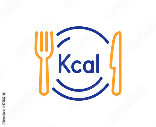 Calories line icon. Diet kcal sign. Low calorie food symbol. Colorful thin line outline concept. Linear style calories icon. Editable stroke. Vector