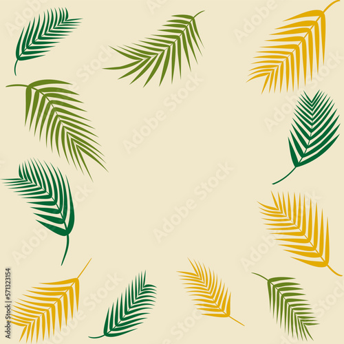 Ornament with palm leaves in yellow-green color © Elena Astapenko