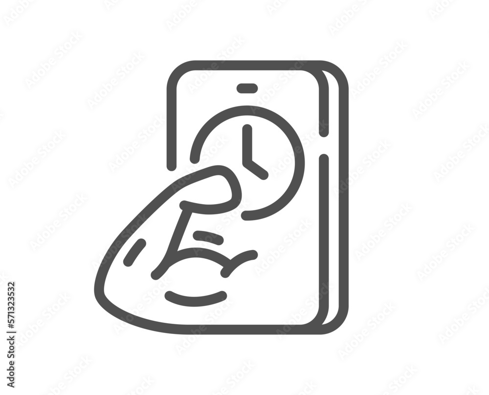 Fitness line icon. Online exercise sign. Live coach symbol. Quality design element. Linear style fitness icon. Editable stroke. Vector Fitness line icon. Online exercise sign. Live coach symbol. Quality design element. Linear style fitness icon. Editable stroke. Vector