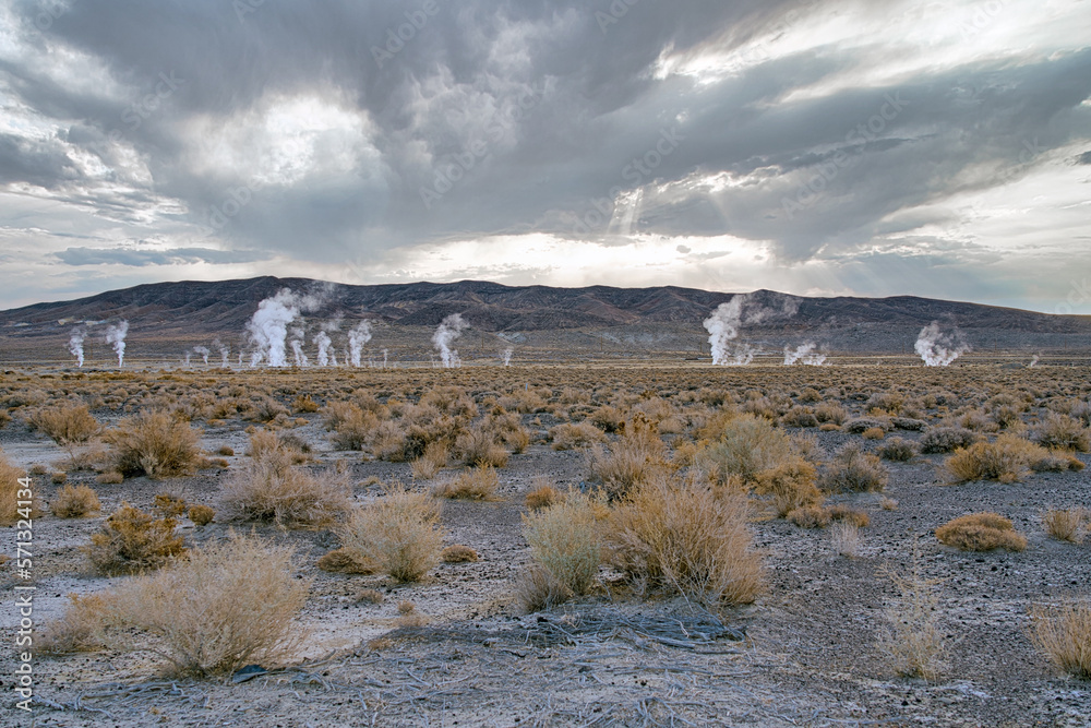 Geothermal steam vents in the desert  of Northern Nevada.
