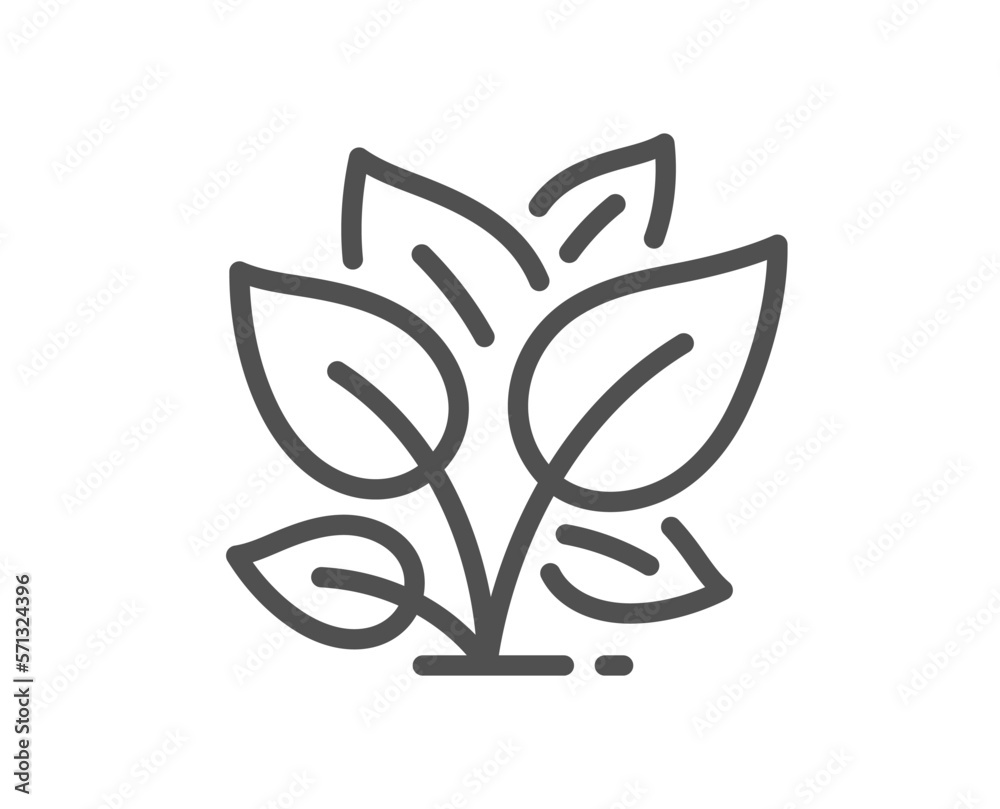 Leaf line icon. Leaves plant sign. Organic farm lettuce symbol. Quality design element. Linear style leaf icon. Editable stroke. Vector Leaf line icon. Leaves plant sign. Organic farm lettuce symbol. Quality design element. Linear style leaf icon. Editable stroke. Vector