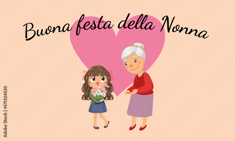 febiglietto o striscione per augurare una buona festa della nonna in nero su uno sfondo rosa pallido con un cuore rosa scuro e sotto una nonna e sua nipote febiglietto o striscione per augurare una buona festa della nonna in nero su uno sfondo rosa pallido con un cuore rosa scuro e sotto una nonna e sua nipote