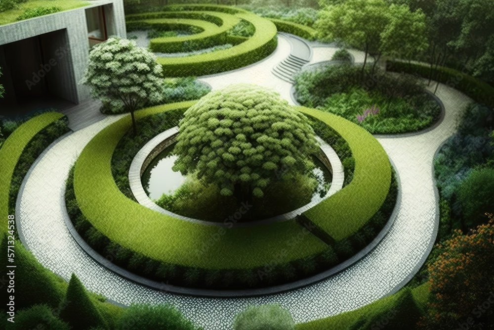 Landscape Design of Sustainable Green Architecture generative ai ...