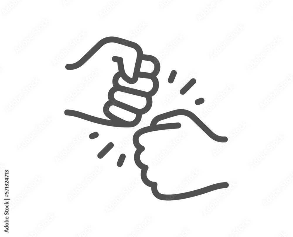 Fist bump line icon. Friends gesture hit sign. Bro hand symbol. Quality design element. Linear style fist bump icon. Editable stroke. Vector Fist bump line icon. Friends gesture hit sign. Bro hand symbol. Quality design element. Linear style fist bump icon. Editable stroke. Vector