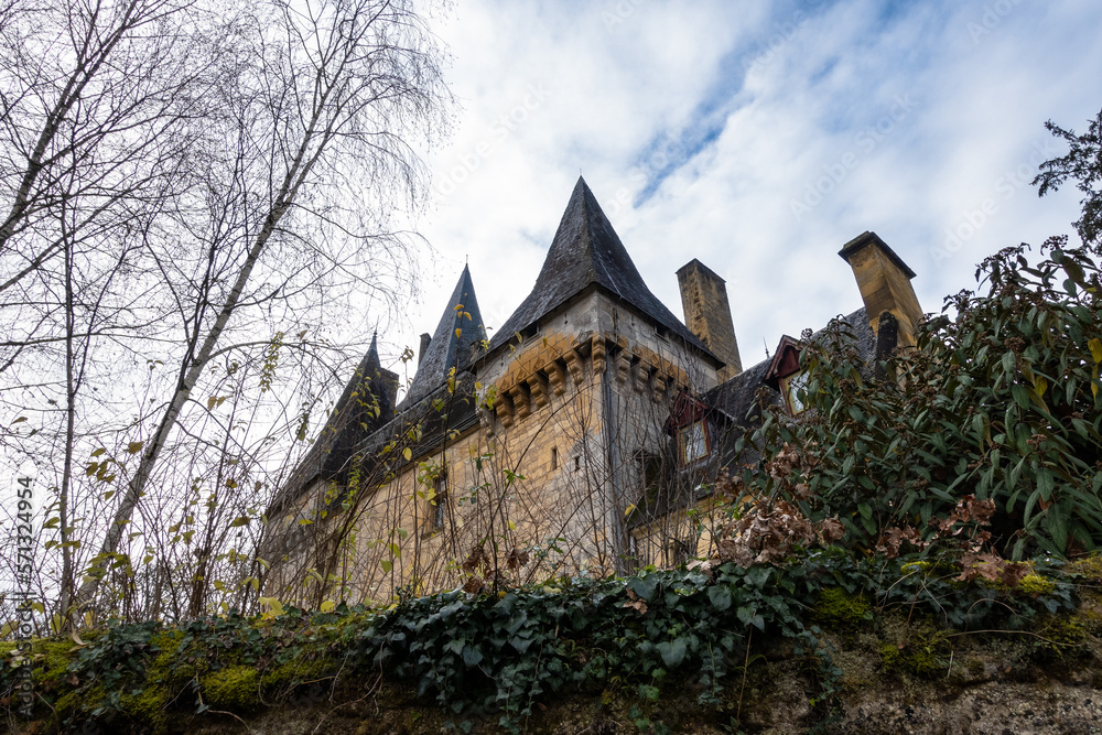 Saint leon sur Vezere is old medieval town, Perigord Noir in Dordogne, France.