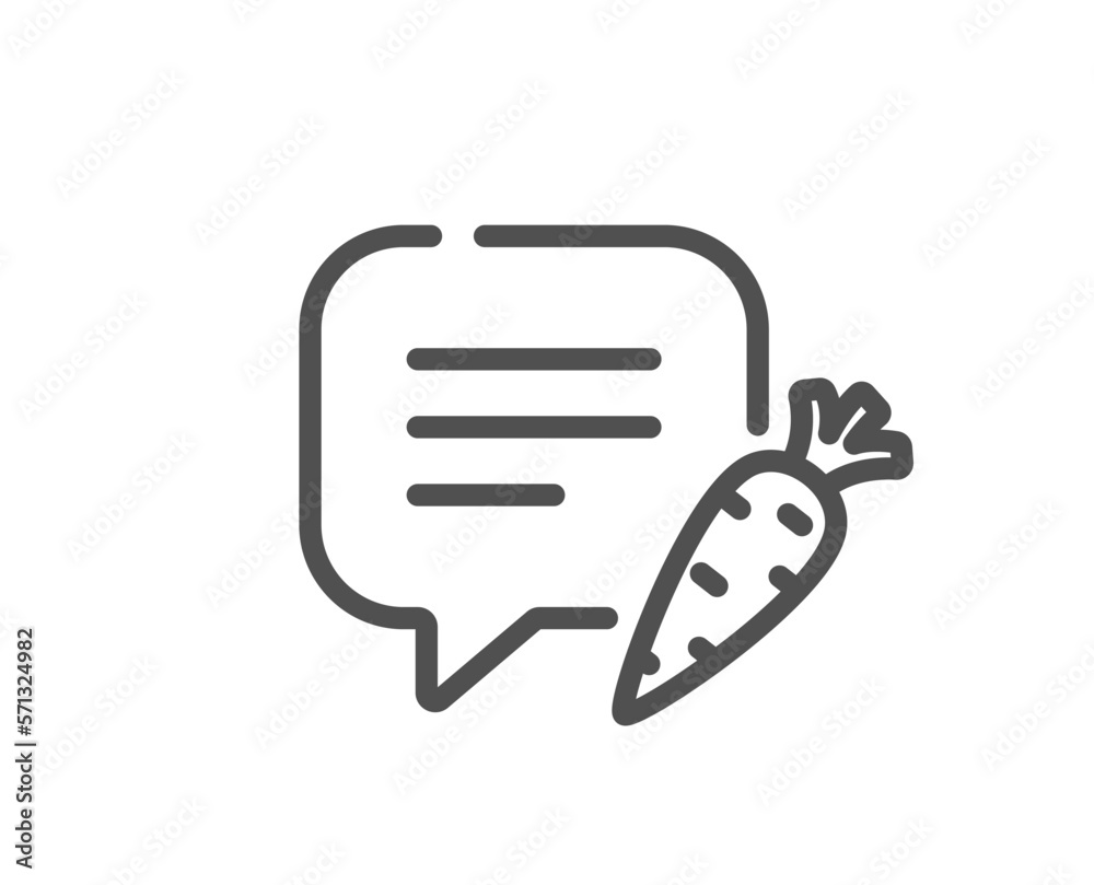 Chat bubble line icon. Diet speech dialogue box sign. Menu message symbol. Quality design element. Linear style chat bubble icon. Editable stroke. Vector Chat bubble line icon. Diet speech dialogue box sign. Menu message symbol. Quality design element. Linear style chat bubble icon. Editable stroke. Vector