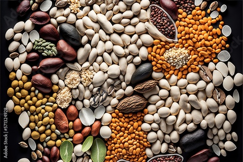 Mixed dry uncooked legumes full generative ai  background